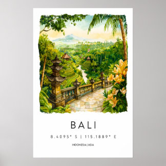 Bali-Wasserfarbenposter Bali-Reisedruck Bali-Wand Poster