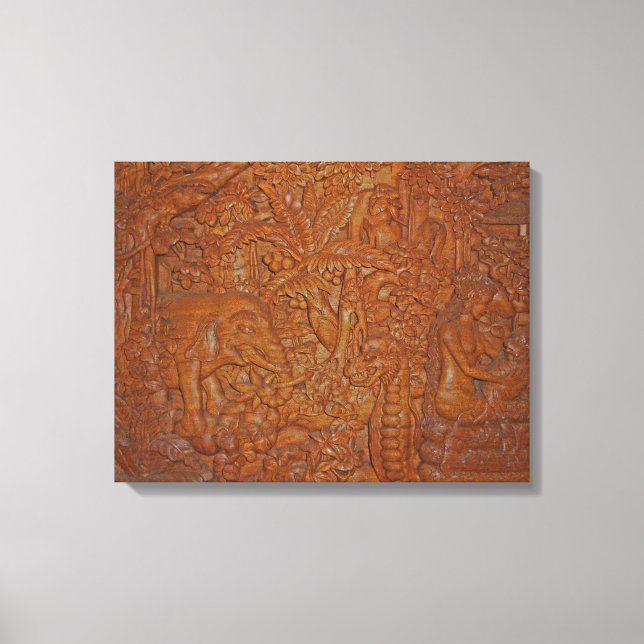 Bali Wood Carving Einzigartige Kunst Leinwanddruck (Vorderseite)