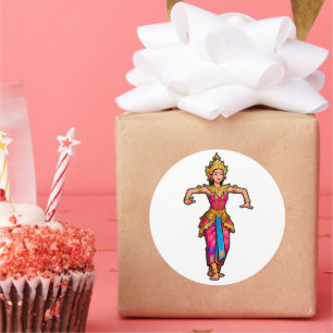 Balinesischer Legong-Tänzer-Aufkleber - Vinyl wass Runder Aufkleber