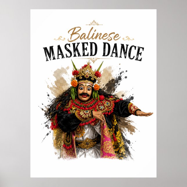 Balinesischer Maskentanzposter Poster (Vorne)