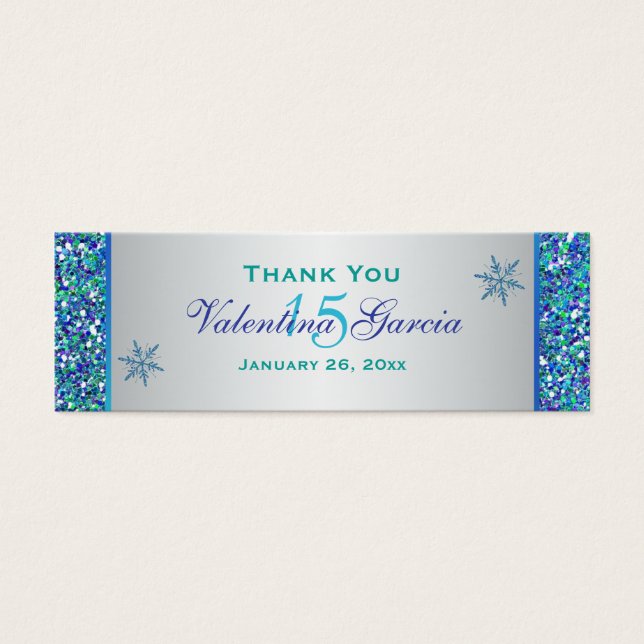 Balise Aqua Green Silver Snowflakes Quinceanera Fa (Devant)