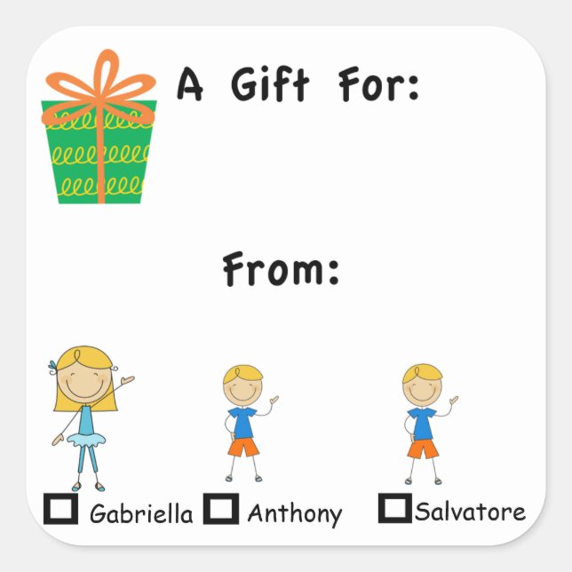 Balise Cadeau Adorable Avec Sticker Noms Enfants (Devant)