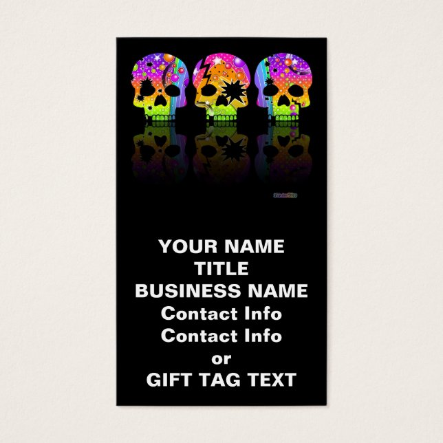 Balise cadeau, Carte de visite - SKULLS POP ART (Devant)