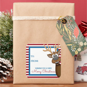 Balise cadeau de rennes de Noël Whimsical Sticker