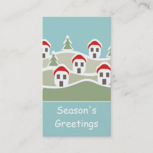 Balise cadeau de village couvert de neige Carte de