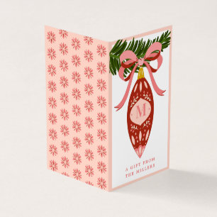 Balise cadeau d'ornement de Noël rose vintage