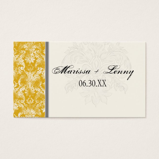 Balise Cadeau Fleur di Lys Damask Mustard Wedding  (Devant)