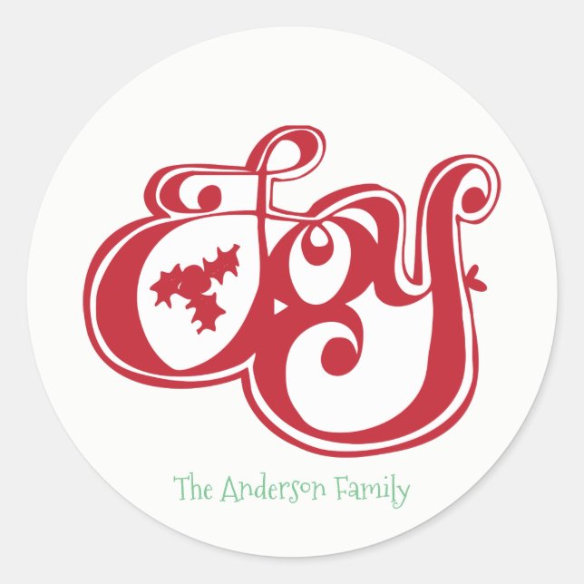 Balise cadeau Joy Christmas Sticker (Devant)