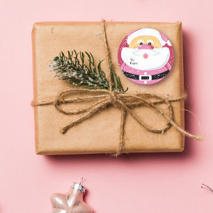 Balise cadeau Pink Santa Claus autocollant personn