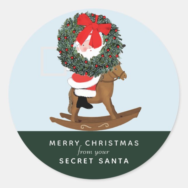 Balise cadeau Secret Père Noël Sticker rond classi (Devant)