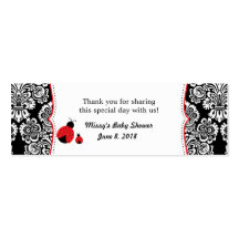 Balise de baby shower rouge noir ladybug damask