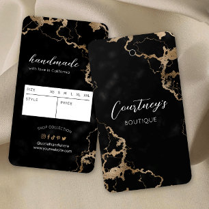 Balise de couture en marbre noir et or Étiquette d