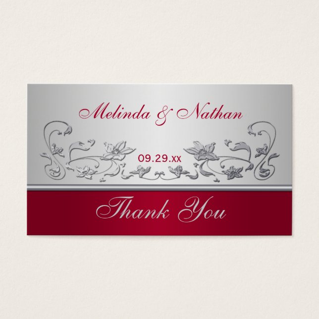 Balise de mariage floral rouge et argent Favor (Devant)