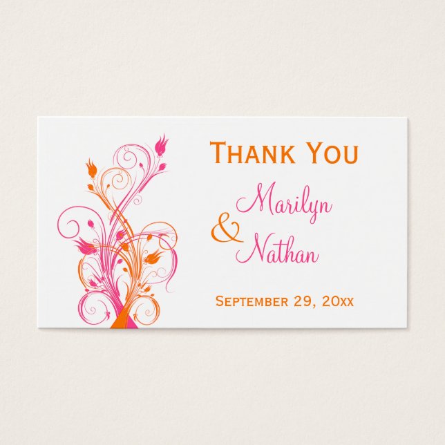 Balise de mariage orange rose blanc floral Favor (Devant)