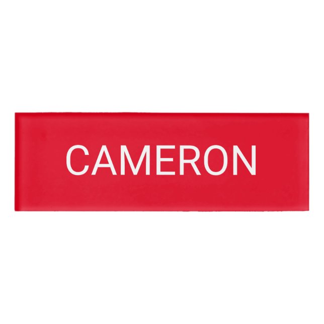 Balise de nom acrylique rouge Badge professionnel  (Devant)