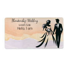 Balise de nom du Étiquette mariage Couple coloré