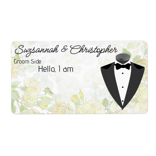 Balise de nom du Étiquette mariage Floral Border T (Devant)
