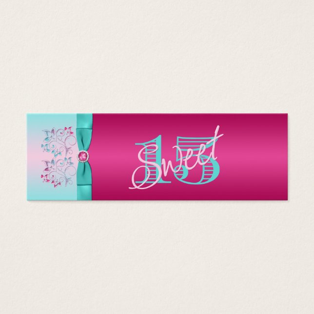 Balise de préférence Floral Aqua, rose chaud et bl (Devant)
