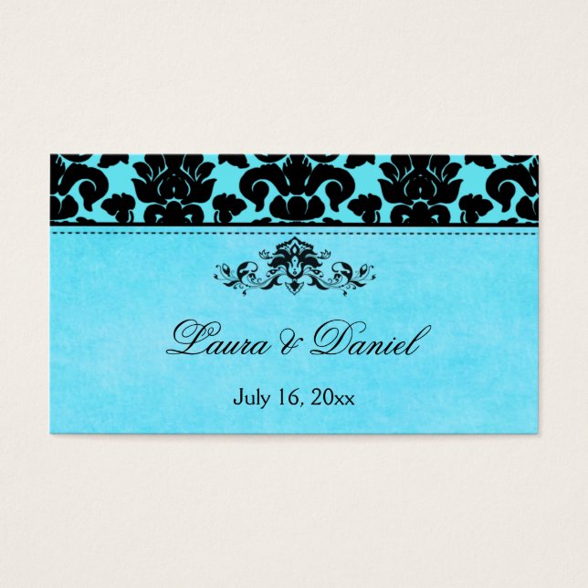 Balise de préférence Mariage damassé bleue et noir (Devant)