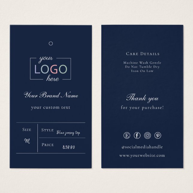 Balise de prix des vêtements de logo d'entreprise  (Devant & derrière)