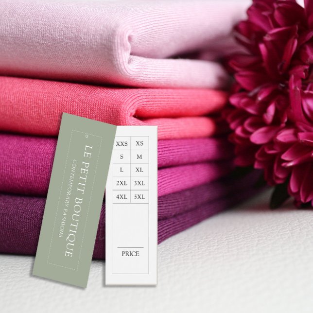 Balise de prix du tableau des tailles des vêtement (Créateur téléchargé)