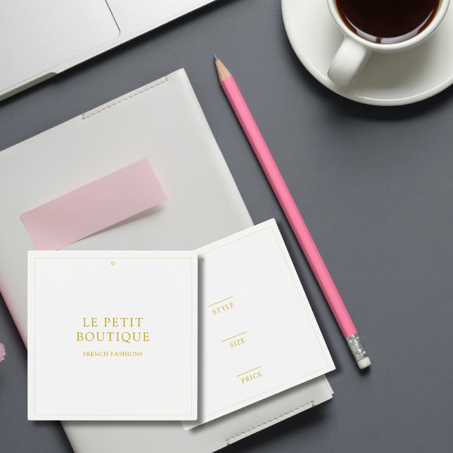 Balise de prix du vêtement blanc or simple (Créateur téléchargé)