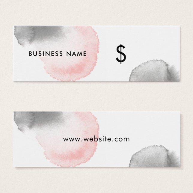 Balise de prix moderne gris rose Aquarelle blanc (Devant & derrière)
