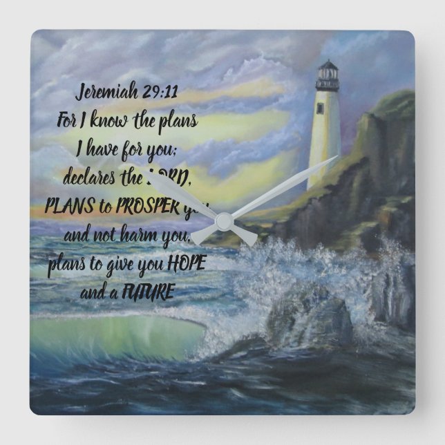 Balise d'espoir Acrylique Mur Horloge Jérémie 29:1 (Recto)