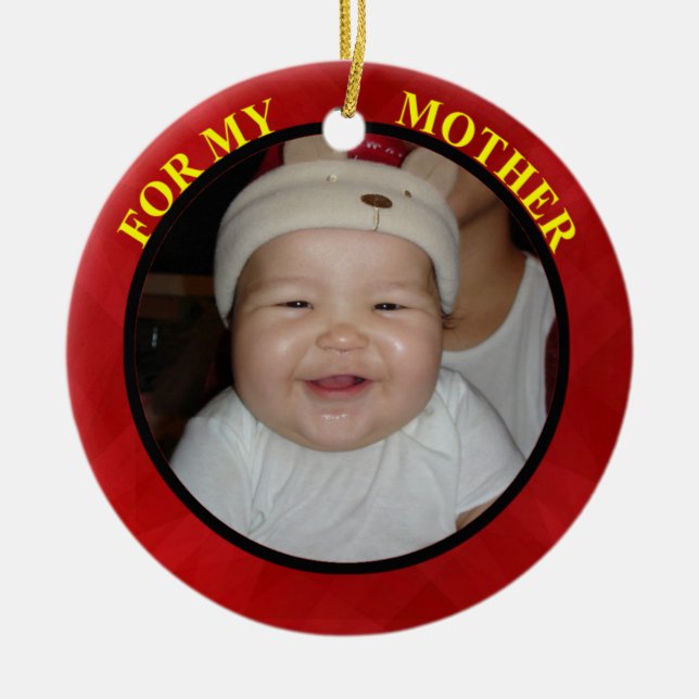 Balise et ornement cadeau de la photo mère (Devant)