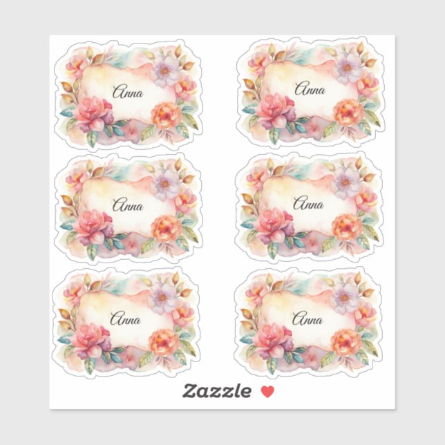 Balise Étiquette de nom des fleurs d'aquarelle (Feuille)