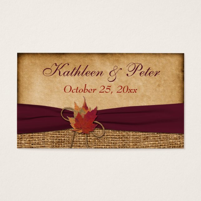 Balise Favoris d'automne, FAUX Burlap Favoriser -  (Devant)