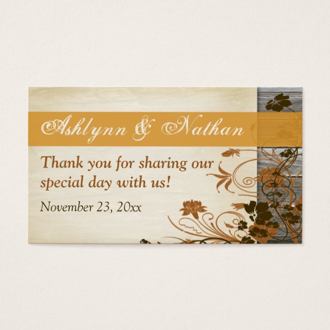 Balise Fleurs Autum, FAUX Wood Wedding Favor (Devant)