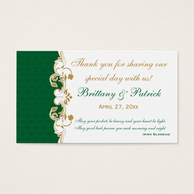 Balise Green White Gold Scrolls, Shamrock Favorise (Devant)
