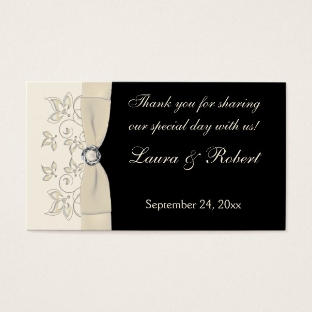 Balise Ivory and Black Floral Wedding Favor (Devant)