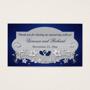 Balise Marine, Silver Grey Floral, Coeurs Mariage