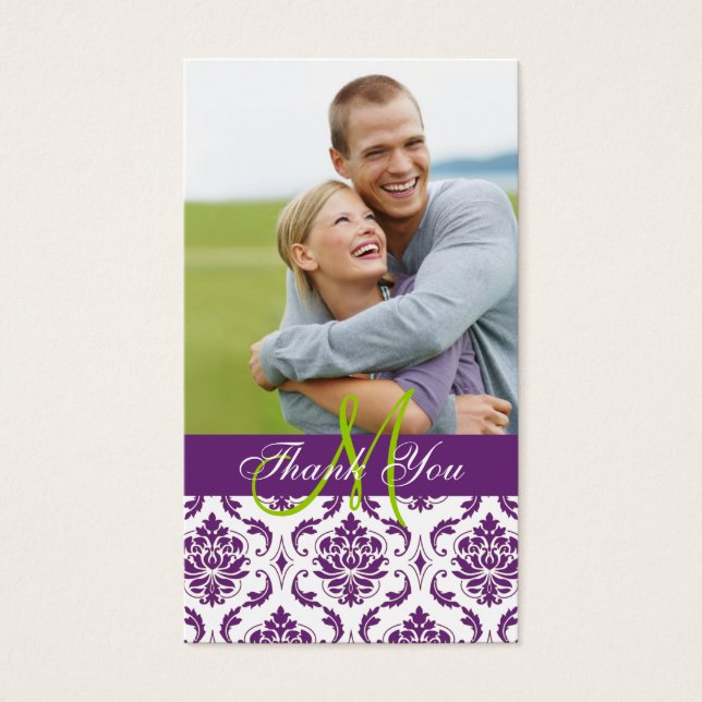 Balise Purple Damask Photo Mariage Merci Favoriser (Devant)