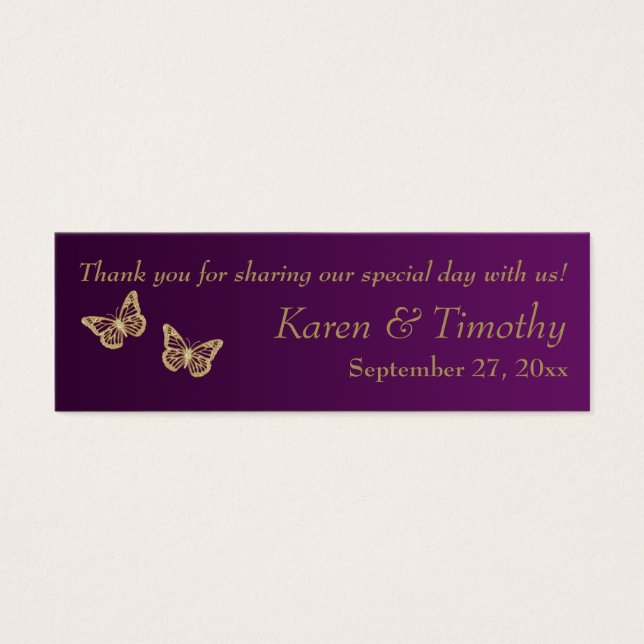 Balise Purple, Gold Floral, Papillons Mariage Favo (Devant)
