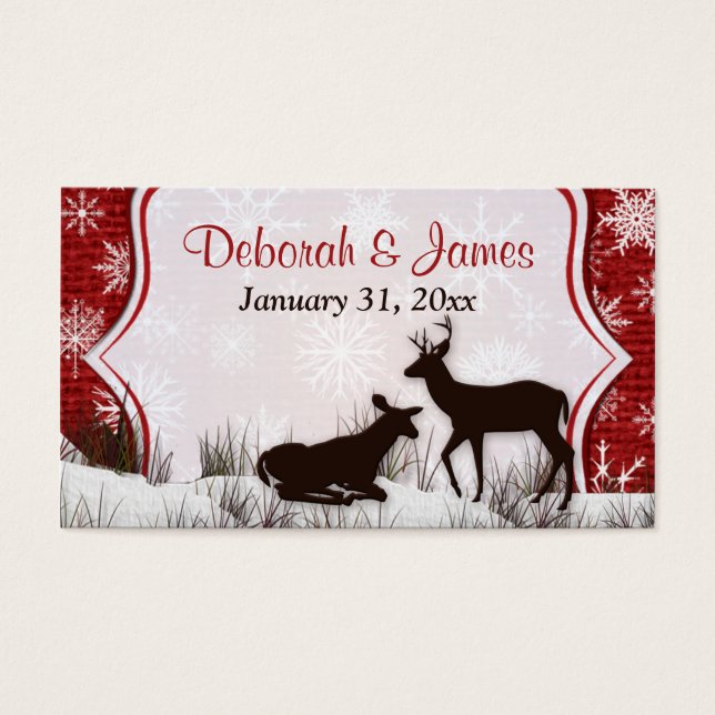 Balise Rouge Burlap, Snowflakes, Deer Wedding Favo (Devant)