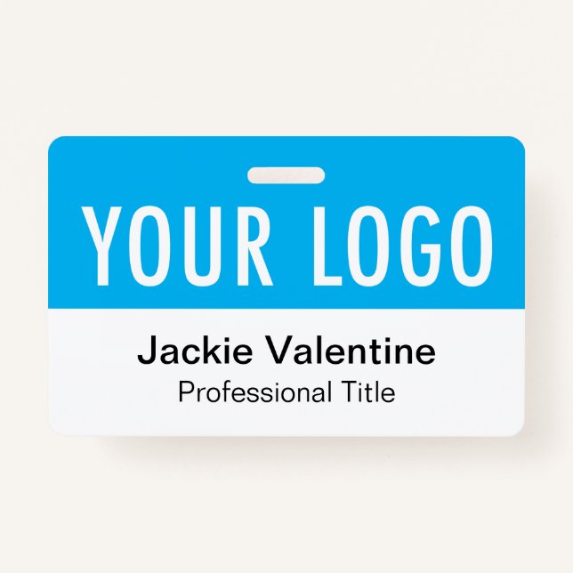 Balise Sky Blue PVC Badge Horizontal Staff ID Nom (Devant)
