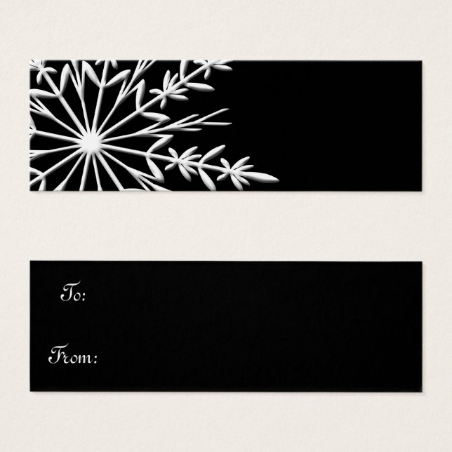 Balises cadeaux de flocon de neige noir et blanc (Devant & derrière)