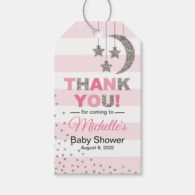 Balises cadeaux, étiquettes baby shower faveur ros (Devant)