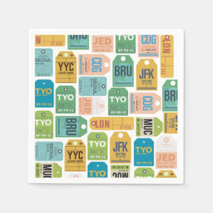 Balises de bagage vintages serviettes en papier