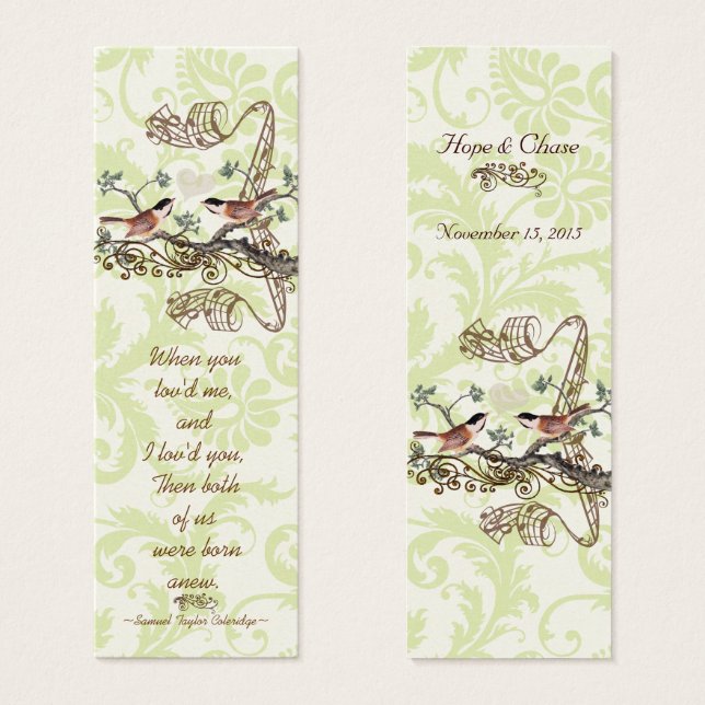 Balises de Mariage vintage Bird (Devant & derrière)