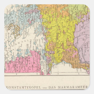 Balkan-Halbinsel und Konstantinopel-Karte Quadratischer Aufkleber