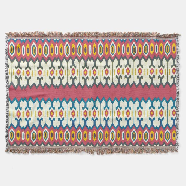 Balkan-Volkskunst-Rauten-Muster-Wurfs-Decke Decke (Vorderseite)