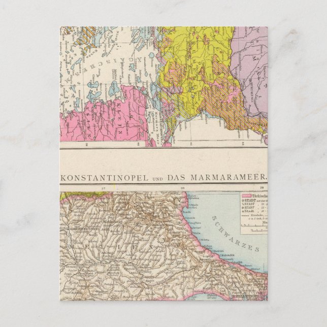 Balkanhalbinsel und Konstantinopel-Karte Postkarte (Vorderseite)