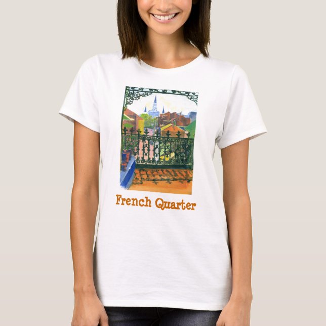 Balkon im französischen Viertel, französisches Vie T-Shirt (Vorderseite)