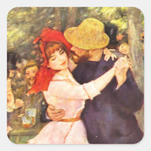 Ball am Moulin de la Galett Auguste Renoir Quadratischer Aufkleber