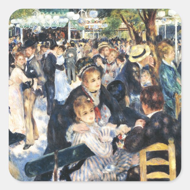 Ball am Moulin de la Galette Party Renoir Quadratischer Aufkleber (Vorderseite)