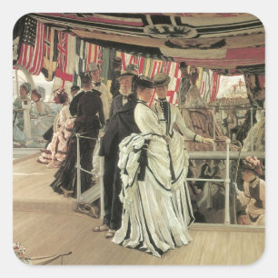 Ball auf einem Schiff von James Tissot, viktoriani Quadratischer Aufkleber